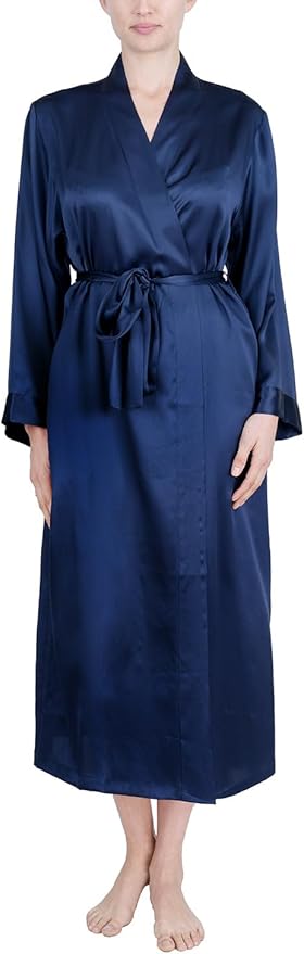 OSCAR ROSSA Women's Luxury Silk Sleepwear 100% Mulberry Silk Long Robe Kimono