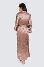 KIM+ONO Plus Size Luxury Kimono Robe for Women | Long Satin Floral Robe | Original Design | Removable Waist Tie Closure