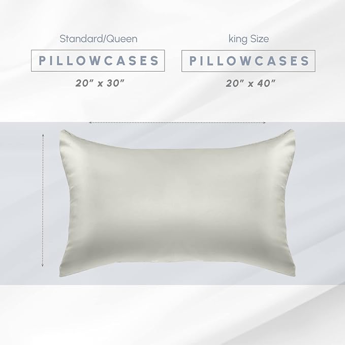 Elegant Comfort 2-Pack Cooling Viscose Satin Pillowcase Set with Hidden Zipper Closure, Silky Smooth for Hair and Skin Care-Beautiful Gift Box-2-Piece Satin Pillowcase Set, Standard/Queen, Light Jade