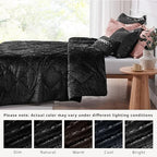 Intelligent Design Queen Comforter Set, Velvet Comforter Set , Luxury Diamond Quilting Comforter Set, Fluffy Comforter Bed Set with Decorative Pillowand 2 Shams, 4 Piece Black, Full/Queen