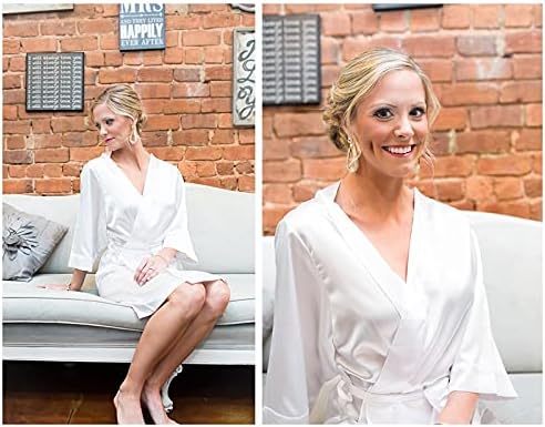Women's Pure Short Satin Robes Bridesmaid and Bride Silky Robes Summer Sleepwear