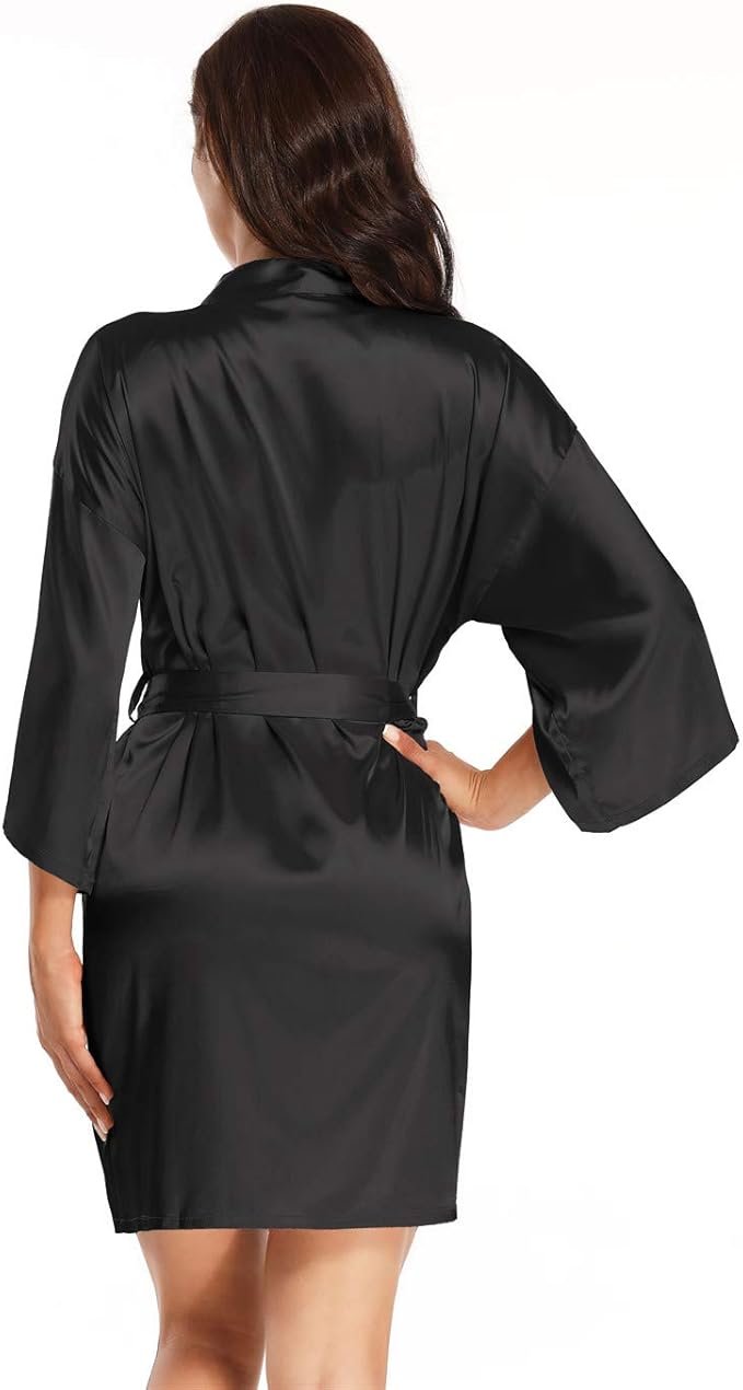Women's Pure Short Satin Robes Bridesmaid and Bride Silky Robes Summer Sleepwear