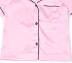 QPANCY Kids Satin Pajamas Sets Baby Boy Girl Button-Down Silk Sleepwear 2 Piece Short Sleeve Loungewear Clothes Set