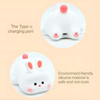 S NMT Cute Rabbit Silicone Night Lights Cartoon Bedroom Lamp for Children's Room Decor, USB Rechargeable Timing Dimming Silicone Sleep Light for Kids, Toddler, Baby