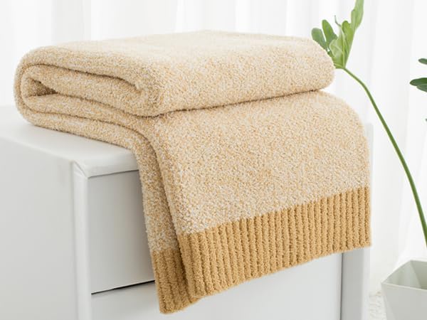 Carriediosa Heather Throw Blanket 60" X 80" Twin, 400GSM Ultra Soft Microfiber Fuzzy Fluffy Reversible Knitted Blankets Cozy Plush Lightweight and Warm Fall Throws for Couch, Bed, Sofa, Yolk Yellow