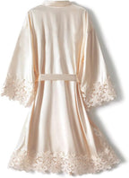 Womens Lace Robe Silk Robes Short Bridal Robe, Sleepwear Wedding For Bridal Bride Bridesmaid Soft Kimono Robes