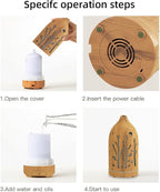 3 Essential Oil Diffuser Set,7.1''x3.5'' Aromatherapy Diffusers,Desk Humidifiers for Office,Small 200ml Humidifier with 7 LED Colors Night Lights,Waterless Auto-Off for Home Decor Gift (Tree)