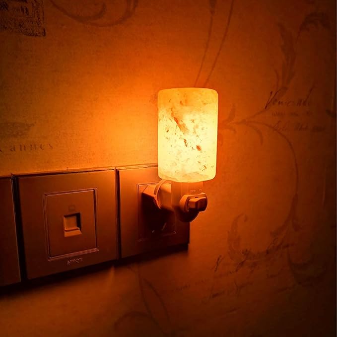 pursalt Himalayan Salt Lamp Plug in Night Light 2 Pack, 360 Degree Adjustable Wall Plug & Extra 4 Replacement Bulbs Bathroom Bedroom Night Light, Pink Crystal Rock Salt Hand Crafted Cylinder Size