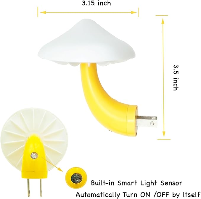 ZEZHOU Sensor LED Mushroom Night Light Plug in Wall Mushroom Light Magic 7 Color Changing, Mini Dream Bed Colourful Nightlight for Kids Adults Pet for Bedroom, Bathroom, Stairs, Cute Lamp Gift Ideas