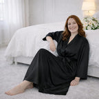 Silk Robes for Women Ankle Length Satin Kimono Robes with Belt Bridemaids Sleepwear Bachelorette Nightgown