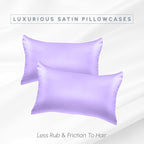 Elegant Comfort 2-Pack Cooling Viscose Satin Pillowcase Set with Hidden Zipper Closure, Silky Smooth for Best Hair and Skin Care-Beautiful Gift Box-2-Piece Satin Pillowcase Set, Standard/Queen, Lilac