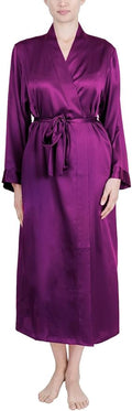 OSCAR ROSSA Women's Luxury Silk Sleepwear 100% Mulberry Silk Long Robe Kimono