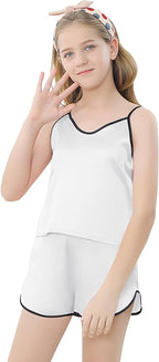 Girls & Women Silk Pajamas Set Satin Camisole Sleepwear 2 Piece Pjs, 3 Years - Women XXL