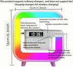 LED Table Lamp Speaker with Wireless Charger, Night Light Lamp with Bluetooth Speaker, Sunrise Alarm Clock, Smart Mini Atmosphere Lamp for Bedroom, Office, Living Area (White)