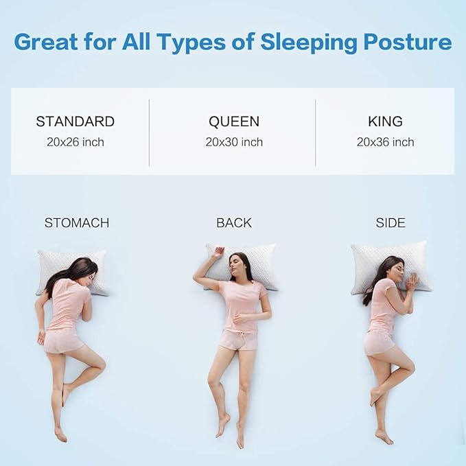 KEYOOHOME Shredded Memory Foam Pillows for Sleeping,Bed Pillows Standard Size Set of 2 Pack Cooling Adjustable,Good for Side and Back Sleeper with Washable Removable Cover