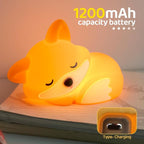 S NMT Cute Silicone Fox Night Light for Kids, Rechargeable Sleeping Nursery Nightlights with Timing Function for Christmas Gift, Dimmable Beside Decoration Lamp