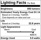 Qualilux Dusk to Dawn Light Bulbs Outdoor 850 Lumen, 60W Equivalent, Daylight Deluxe 6000K, LED 9.5W, A19, E26 Base, 2-Pack, HQ-H002