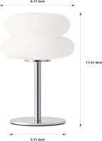 White Mushroom Lamp, Mid Century Modern Lamp for Nightstand, Dimmable Retro Egg Tart Bedside Lamps, Home Decor Ambient Lighting Aesthetic Cute Lamps for Bedroom Living Room (NOT Glass)