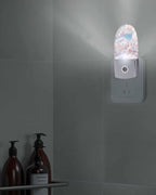 Christmas Peach Candy Town Cloud Night Light Plug into Wall, Winter Snow Scenery Cartoon Sky Blue Popsicle Shape Night Light LED Nightlight with Light Sensors for Kids Bedroom Hallway