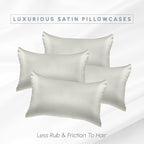 Elegant Comfort 4-Pack Cooling Viscose Satin Pillowcase Set with Hidden Zipper Closure, Silky Smooth for Hair and Skin Care-Beautiful Gift Box-4-Piece Satin Pillowcase Set, Standard/Queen, Light Jade