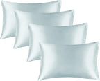 BEDELITE Satin Pillowcase for Hair and Skin, Super Soft Similar to Silk Pillow Cases 4 Pack with Envelope Closure, Cooling Pillowcases for Women Men (20"x30" Queen Size, Stone Blue)