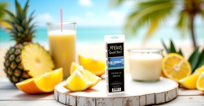 McCall’s Candles | Tropical Breeze | Scented Wax Melt | Tropical Fruit & Sweet Citrus | 6-Piece Break-Apart Bar | 12–24 Hours Per Wedge | Poured in the USA | 5.5 oz