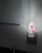 Night Light Plug into Wall, Xmas Western Peach Cowboy Boots Poinsettia Flower Leaf Berry Watercolor Vintage Popsicle Shape Night Light LED Nightlight with Light Sensors for Kids Bedroom Hallway