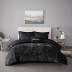 Intelligent Design Twin Comforter Set, Velvet Comforter Set , Luxury Diamond Quilting Comforter Set, Fluffy Comforter Bed Set with Decorative Pillowand 1 Sham, 3 Piece Black, Twin/Twin XL