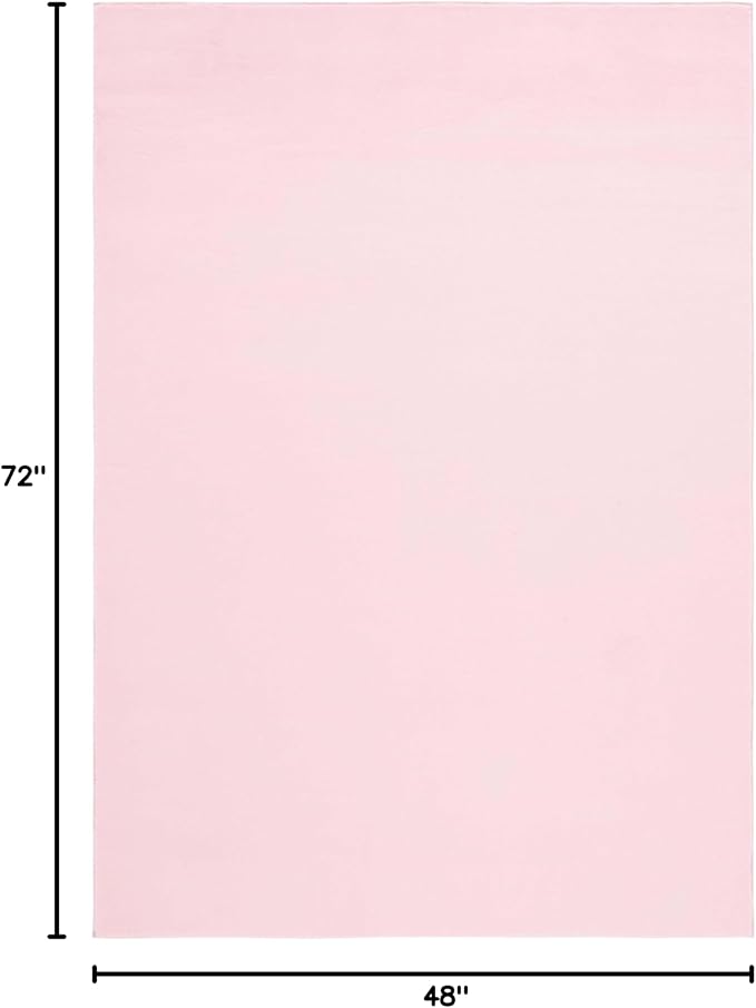 SAFAVIEH Washable Rug Faux Rabbit Fur Shag Collection - 4' x 6', Pink, Slip Resistant & Easy Cleaning, Ultra Plush Thick Pile, Ideal for Living Room, Bedroom, Nursery, Boys & Girls Room (FRF100U)