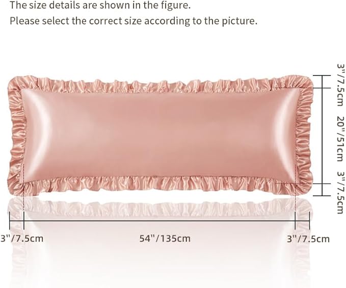 Rose Gold Satin Pillowcases Body Pillow for Hair and Skin,Rose Gold Body Pillow Silk Pillowcase with Envelope Closure Princess Room Decoration