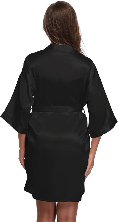 Women's Satin Short Robe Bridesmaid Bride Wedding Party Robes Silky Sleepwear Loungewear