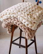 Boho Throw Blanket - Chunky Knit Blanket Full Size Blanket for Adult 54x75 Rust, Boho Blanket Bed Decor, Knit Blanket for Couch, Birthday Gift for Women, Ideas (Terracotta, 54"x75")