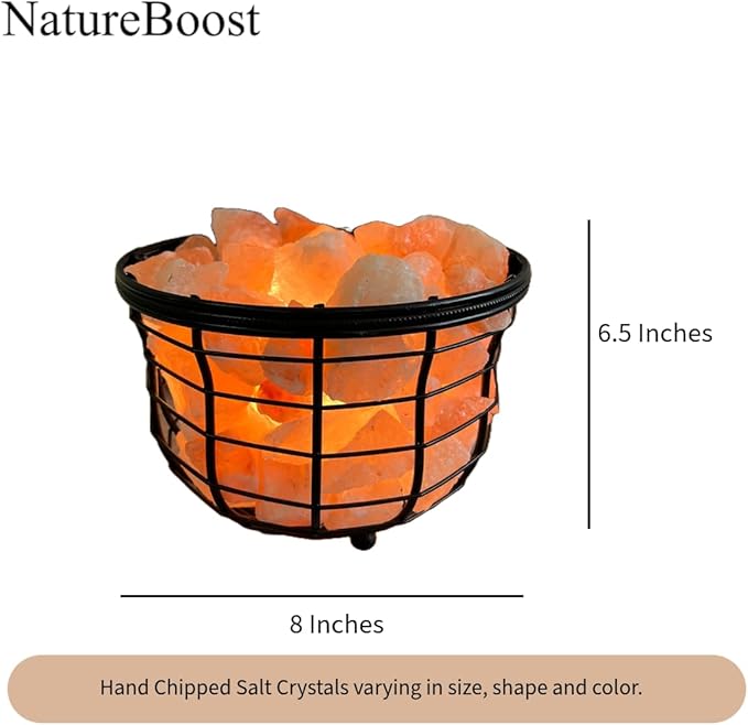 NB Himalayan Pink Salt Metal Lamp with Natural salt chunks comes with dimmer switch and a pair of bulbs (ROUND)