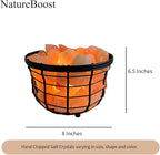 NB Himalayan Pink Salt Metal Lamp with Natural salt chunks comes with dimmer switch and a pair of bulbs (ROUND)