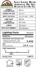Himalayan Glow Salt Light Bulbs 60-Watt Equivalent, Warm Amber Glow, 7 watts, 2 Count (Pack of 1)