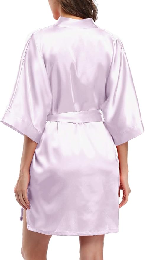 Giova Women's Satin Robe Bride & Bridesmaid Wedding Party Bathrobe Short Kimono Gown
