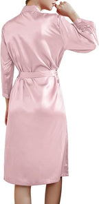 JEERLEEP Womens Silky Satin Robe Nine-quarter Sleeve Casual Sleepwear Party clothes Loungewear