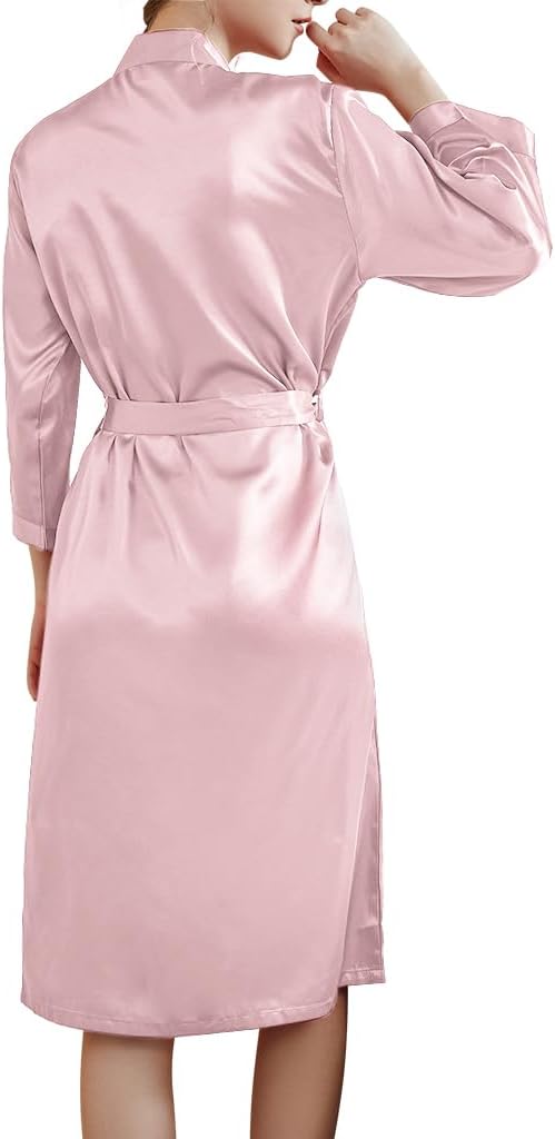 JEERLEEP Womens Silky Satin Robe Nine-quarter Sleeve Casual Sleepwear Party clothes Loungewear