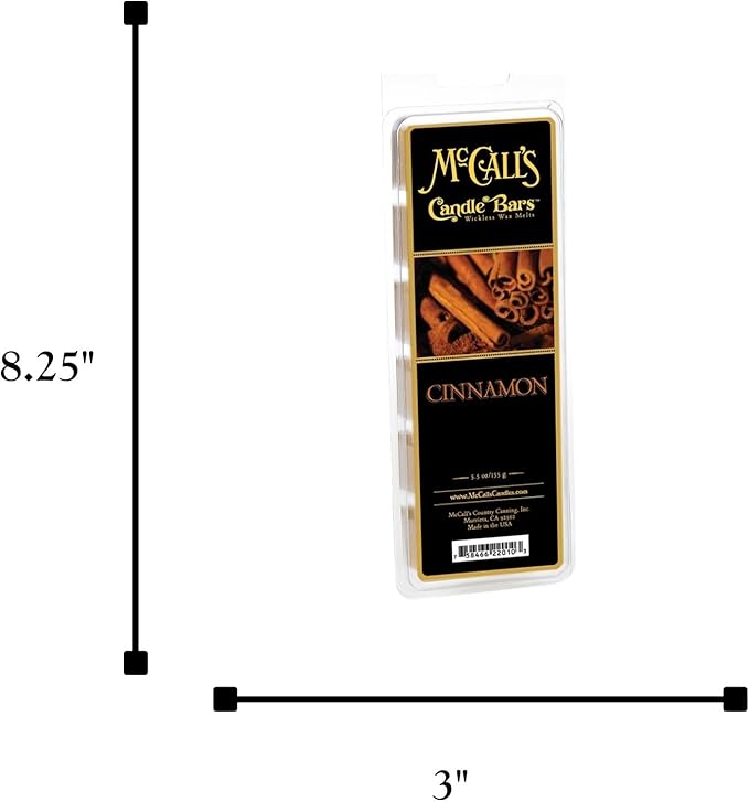 McCall’s Candles | Cinnamon | Scented Wax Melt | Bold Cinnamon Stick, Spice & Warmth | 6-Piece Break-Apart Bar | 12–24 Hours Per Wedge | Poured in the USA | 5.5 oz