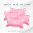 Elegant Comfort 4-Pack Cooling Viscose Satin Pillowcase Set with Hidden Zipper Closure, Silky Smooth for Hair and Skin Care-Beautiful Gift Box-4-Piece Satin Pillowcase Set, Standard/Queen, Light Pink