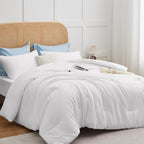 CLOTHKNOW White Comforter Set Twin/Twin XL 3Pcs White Bedding Sets Soft Bed Comforter Sets with 2 x Pillow Cases