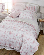Rod's True Western Dusty Rose Cowgirl King Quilt, Reversible Pink and White Western Toile Bedding, Lightweight 100% Cotton Bedspread, 106x92 Inch