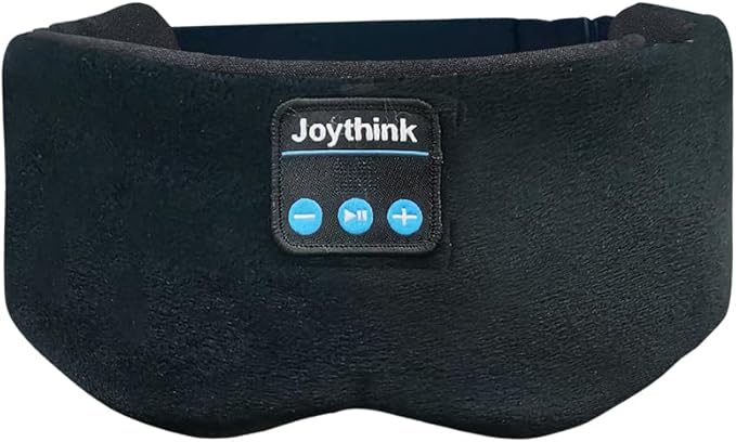 Joythink Weighted Eye Masks Bluetooth Sleep Mask Headphones Silk Wireless Bluetooth Headband for Side Sleepers Blackout for Airplane Travel Men Women Black