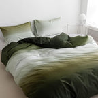 CLOTHKNOW Green White Queen Comforter Set 3Pcs Green Gradient Bedding Comforter Sets Soft Comforter with 2 x Pillow Cases