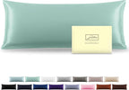 Silk Body Pillowcase Mulberry Silk Pillowcase Body Pillow Cases with Zipper Soft Breathable Smooth Cooling 20x54 inches Body Pillow Pillowcase for Sleep (Sage Green,20"X 54",1Pcs)