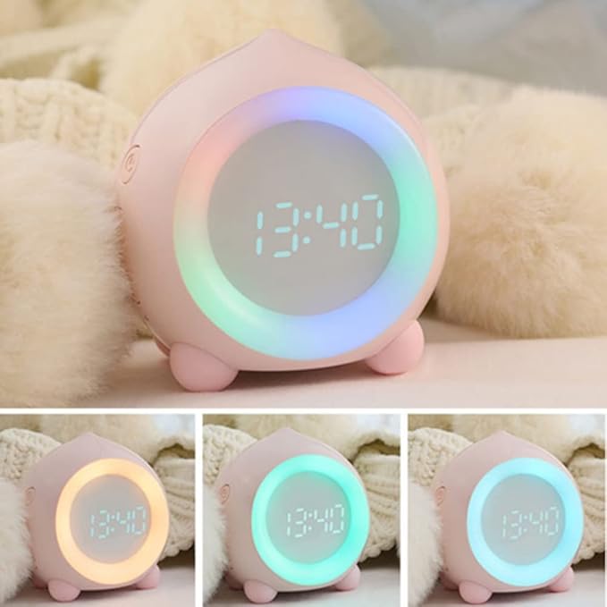 Peach Shape Alarm Clock Smart Mini Multi-Function LED Digital Clock Sleep Night Lights Mute Alarm Clocks (Color : A)