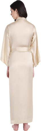 Silk Robes for Women Ankle Length Satin Kimono Robes with Belt Bridemaids Sleepwear Bachelorette Nightgown