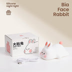 S NMT Cute Rabbit Silicone Night Lights Cartoon Bedroom Lamp for Children's Room Decor, USB Rechargeable Timing Dimming Silicone Sleep Light for Kids, Toddler, Baby