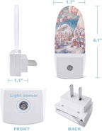 Christmas Peach Candy Town Cloud Night Light Plug into Wall, Winter Snow Scenery Cartoon Sky Blue Popsicle Shape Night Light LED Nightlight with Light Sensors for Kids Bedroom Hallway