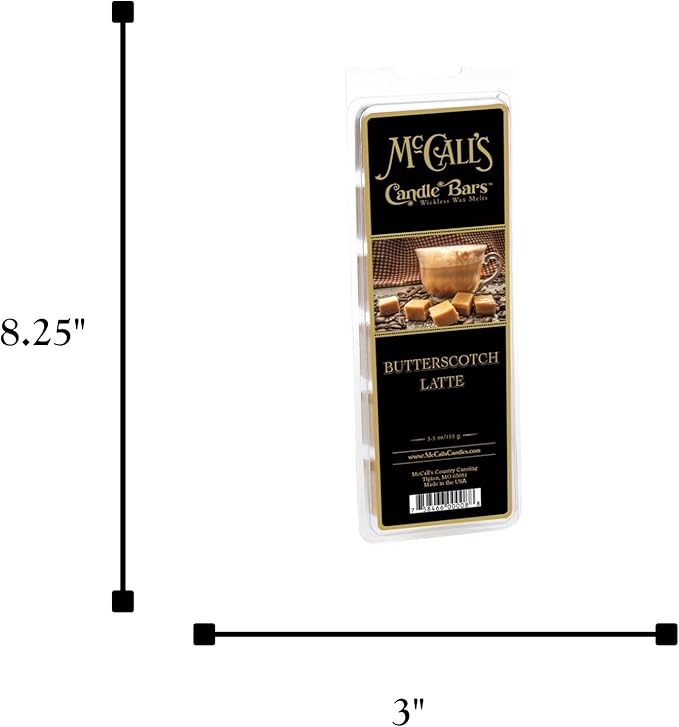 McCall’s Candles | Butterscotch Latte | Scented Wax Melt | Rich Butterscotch, Warm Vanilla & Espresso | 6-Piece Break-Apart Bar | 12–24 Hours Per Wedge | Poured in the USA | 5.5 oz